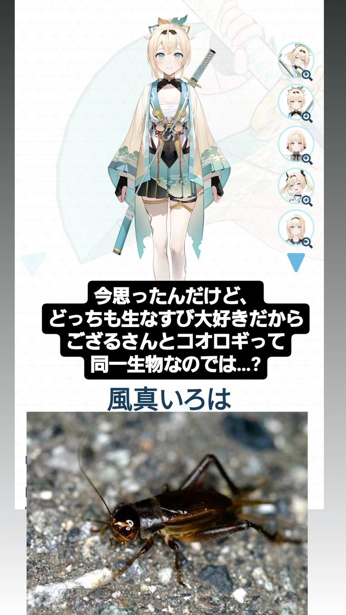 ryoryofriends's tweet photo. え、こうなるよね?

#風間いろは
#コオロギ
#なすび https://t.co/T54Ynu8xJV