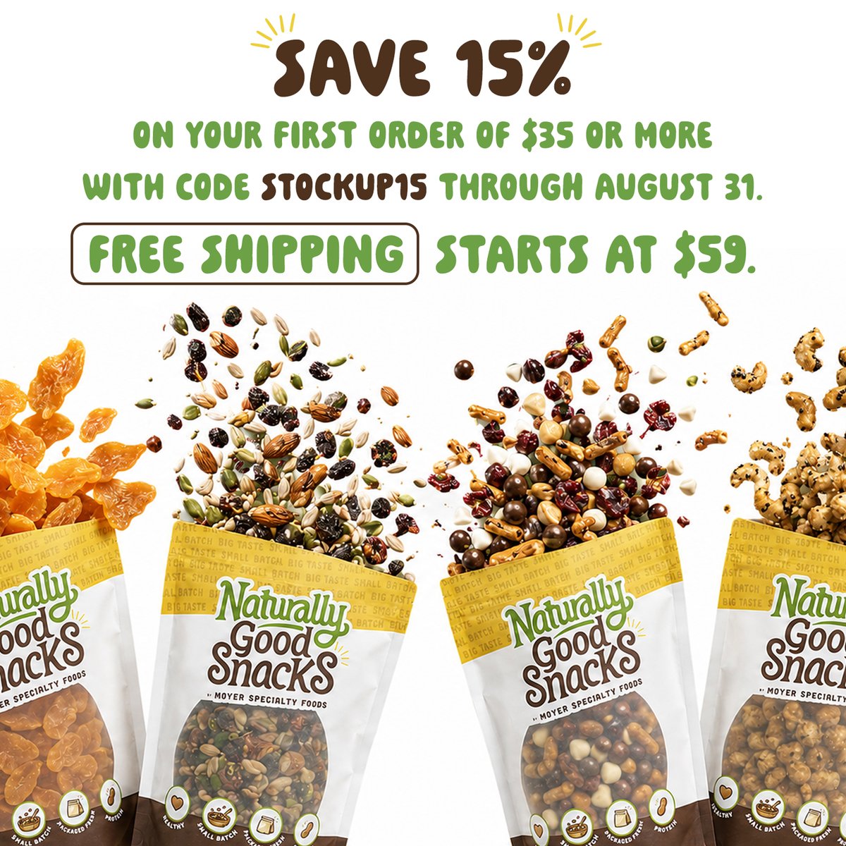 SnacksThatSlap's tweet photo. Save 15% on your first order of $35+ and stock the snack shelf for August.

School lunches, work bags, ballgames, road trips and busy afternoons all have one thing in common: somebody is going to be hungry. Our August Favorites include Peanut Butter Pretzels, Mango Slices, Honey Roasted Peanuts, Tailgate Party Crunch and more—packed by a family snack business that’s been serving up favorites since the 1980s.

Use code STOCKUP15 at checkout. Plus, get free shipping on orders over $59.

Find your new family favorite at a family friendly price: https://t.co/McYBOsYqCp