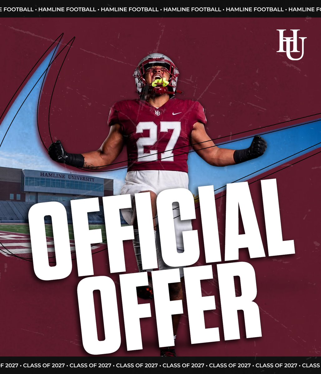 JJohnsonSD2's tweet photo. After a great visit to @HamlineU and conversations with the coaching staff I am blessed to receive an offer to play at @HamlineFootball thank you @CoachMHarris79 for reaching out #goPipers
 @CoachCoop54 @SDHSCaversFB @Daygofootball @MBASports1 @pprthejamesgame @HUPipers https://t.co/lEfqgQDDZP