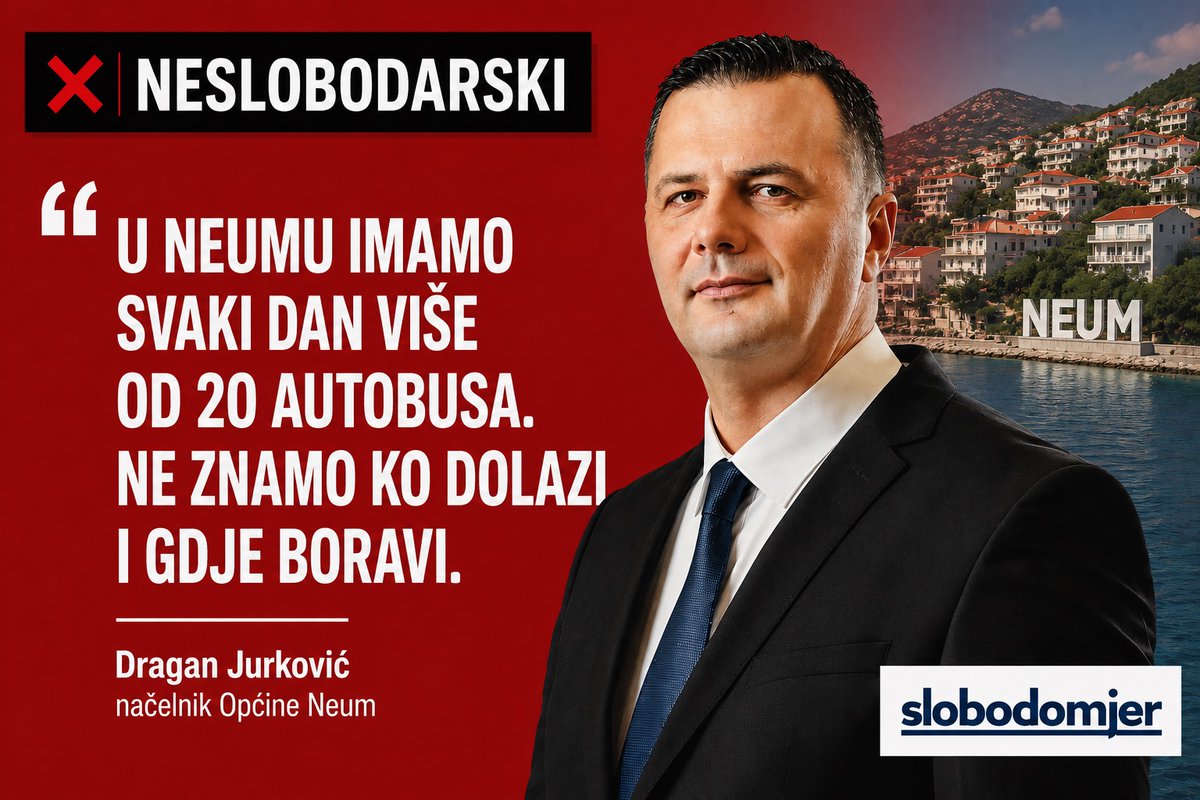 liberalniforum's tweet photo. 🔴 NESLOBODARSKI

Neum uveo nove takse za autobuse i dostavna vozila.

Načelnik Dragan Jurković kaže da je cilj "uvođenje reda". 

Novi parafiskalni nameti znače više troškove, skuplje aranžmane i manju konkurentnost.

https://t.co/k2TZzJta1B https://t.co/wJnfQHrByo