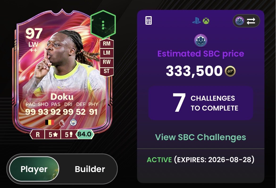 FUT_Rory's tweet photo. 🚨 Doku 🇧🇪 looks so fun 🔥

✅ 99 pace 
✅ 99 in all dribbling stats 
✅ 5 ⭐️ 5 ⭐️ 

He will be absolutely rapid in game! Completing? https://t.co/cZaawAOjMQ
