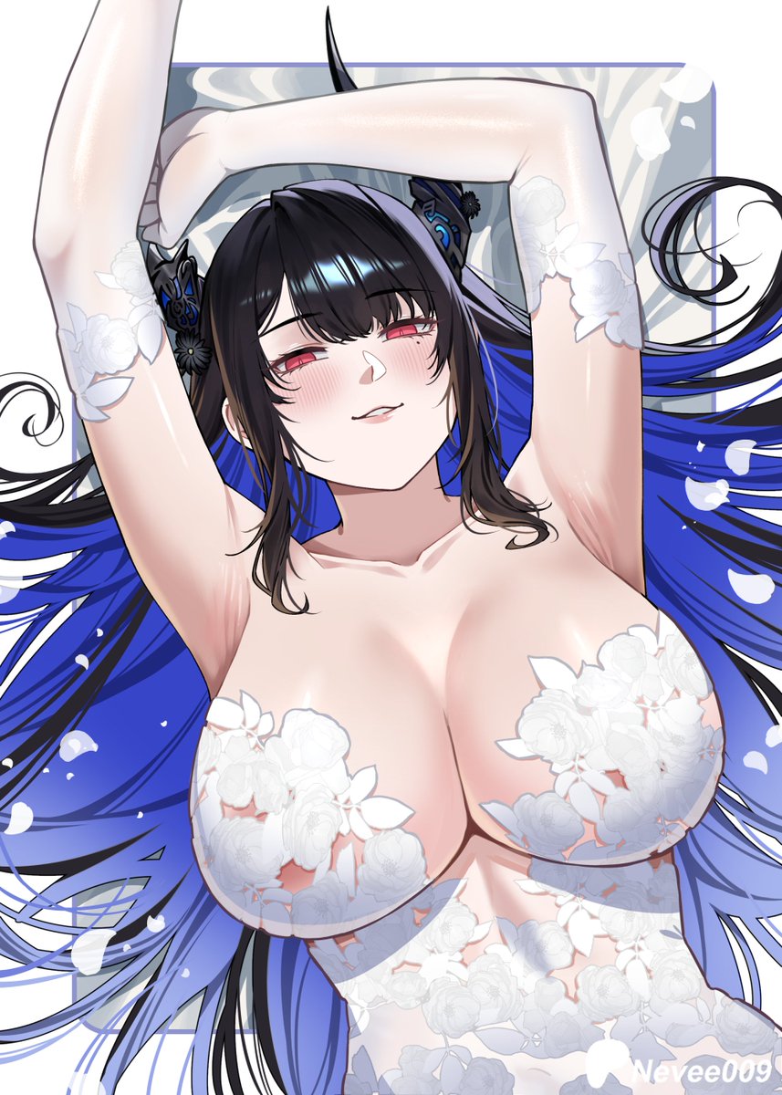 NeveeTako's tweet photo. Bride Nerissa

[ I drew this a week ago, so she still has horns. ] https://t.co/jiNIKtKSGj