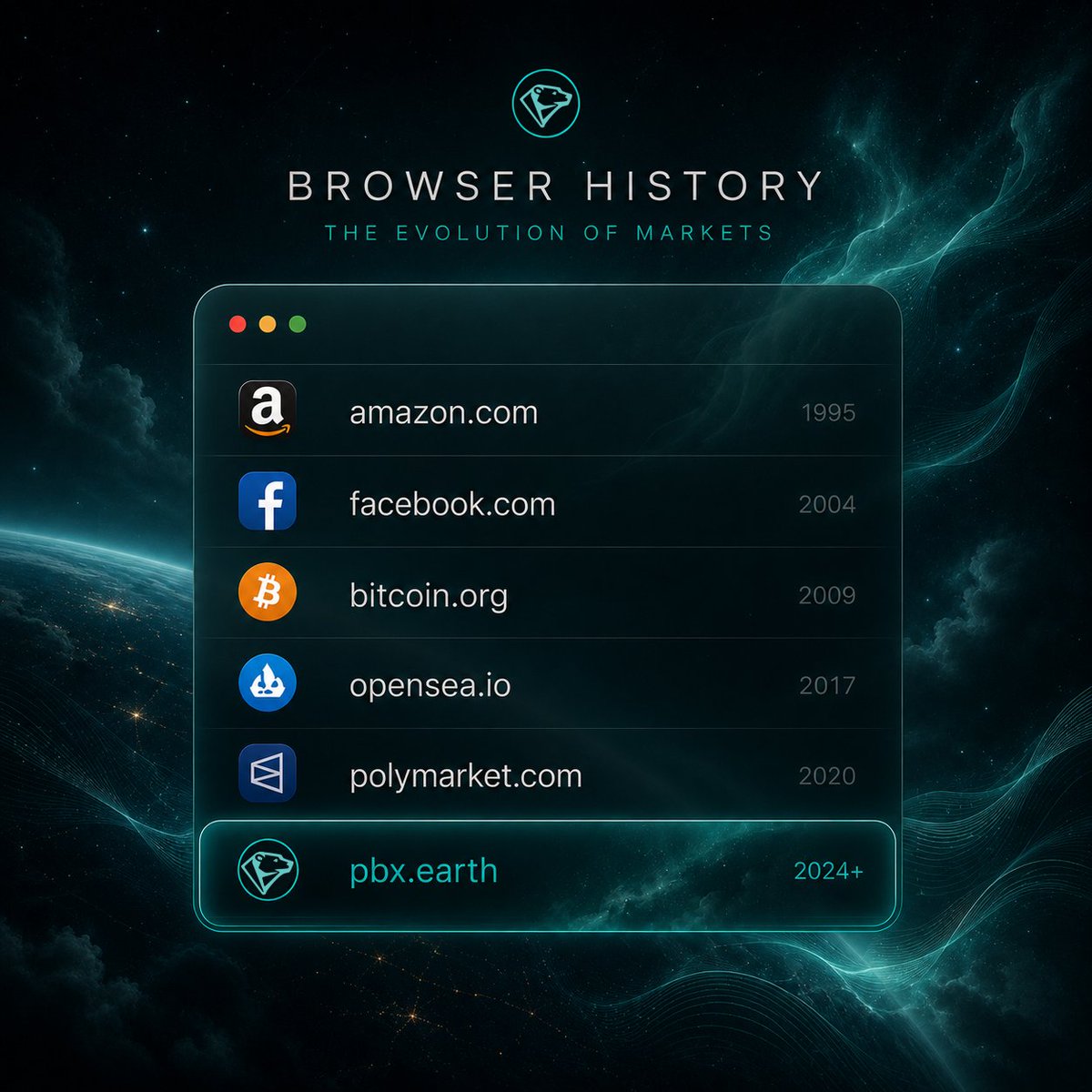 PBXearth's tweet photo. Imagine explaining to someone 50 years ago...

That people would trade internet domains.

That people would trade digital art.

That people would trade prediction markets.

That billions of dollars would move through code with no central authority.

Trading the atmosphere suddenly doesn't sound so crazy.

👉 https://t.co/pwvGZI9t5E