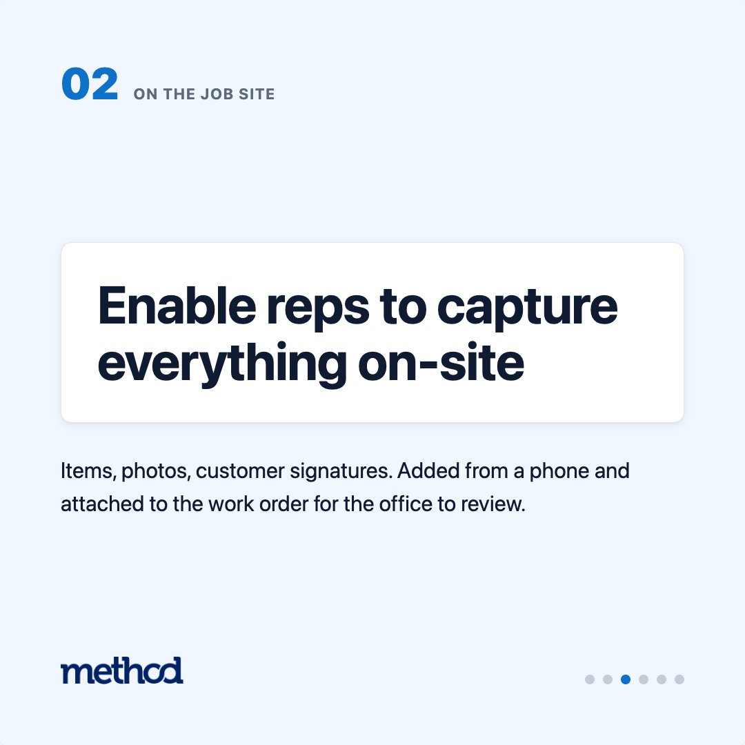 MethodCRM's tweet photo. Our latest Workflow Workshop dug into the questions dispatchers ask most—routing jobs in bulk, capturing work from the field, batching invoices, and putting AI to work on the schedule.

Here are 4 key insights from the session that every dispatcher needs to get right 🧠 https://t.co/7rXemZNh2W