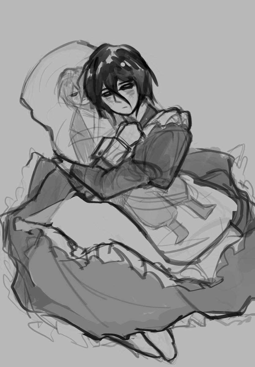 Kxttypawsss's tweet photo. maidmoera hugging akemura body pillow. ok. im testing out a new art program so he’s my victim. https://t.co/aIUqI5ZBVg