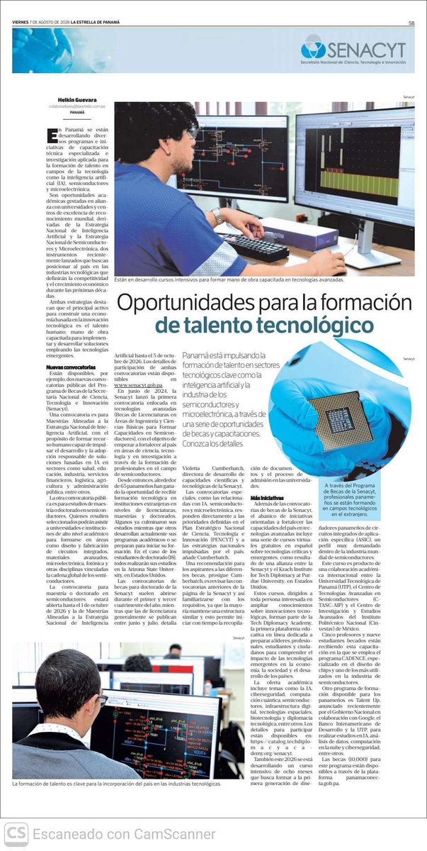 senacyt's tweet photo. Te invitamos a leer nuestro artículo de hoy en la página de Ciencia de @EstrellaOnline "Oportunidades para la formación de talento tecnológico".

🔗 Lee el artículo completo en:  https://t.co/XNLaFJ0vUb https://t.co/T6MBkakjRY