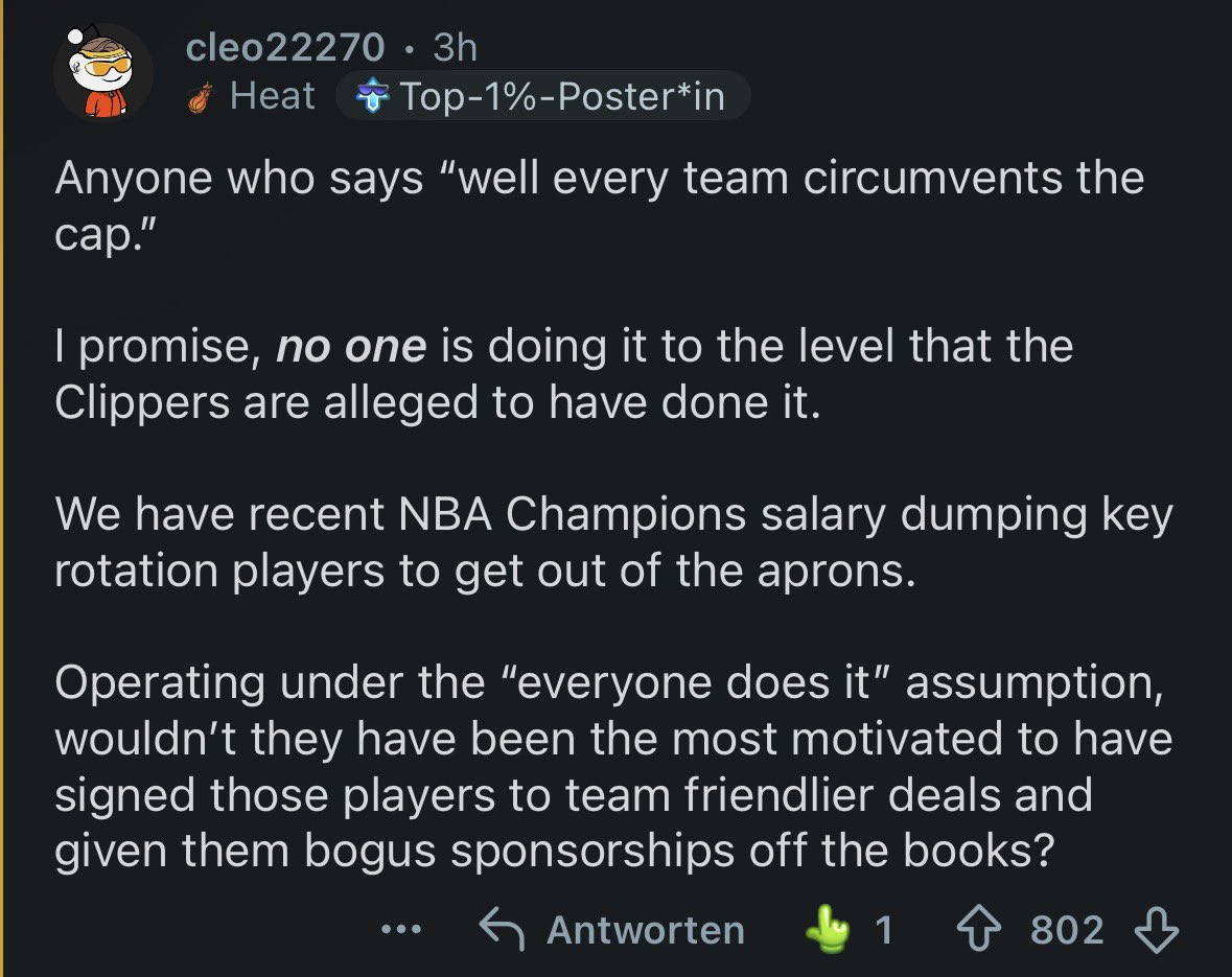 StaplesBasement's tweet photo. Mentally ill Redditors want the Clippers to lose 7-8 draft picks for a „cap circumvention“ when Kawhi was signed to a max contract with max cap hit anyways, it literally gave us ZERO cap benefits 😂 https://t.co/SDfaf5CDJv