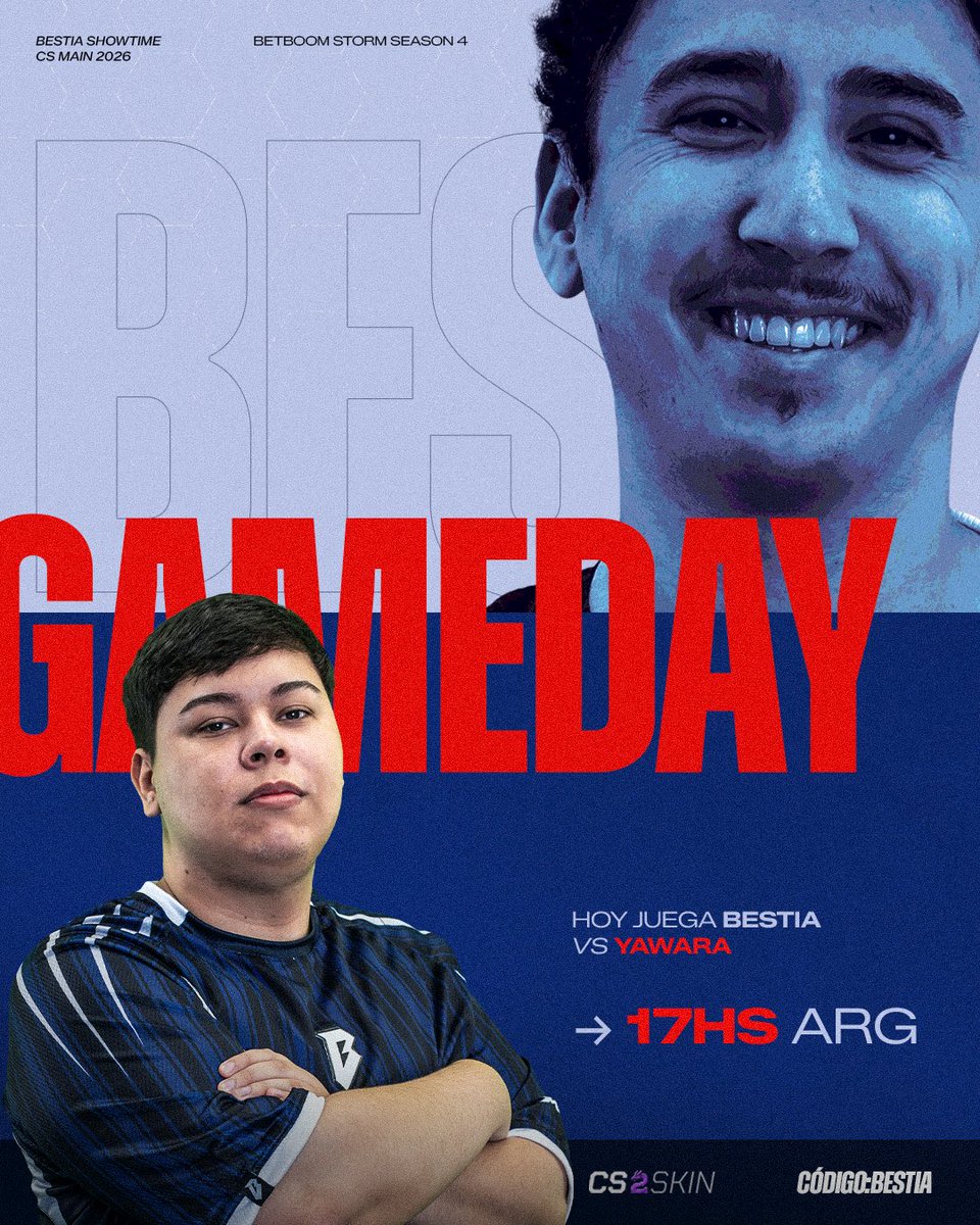 bestia_corp's tweet photo. A un pasito de playoffs, VAMOS NOSOTROS.

🆚 @yawaragg 
⏰ 17:00 hs 🇦🇷🇺🇾🇧🇷 | 14:00 hs 🇲🇽 | 16:00 hs 🇨🇱 | 22:00 hs 🇪🇸

#SomosBESTIA 😈 https://t.co/KgTLZZJzqX