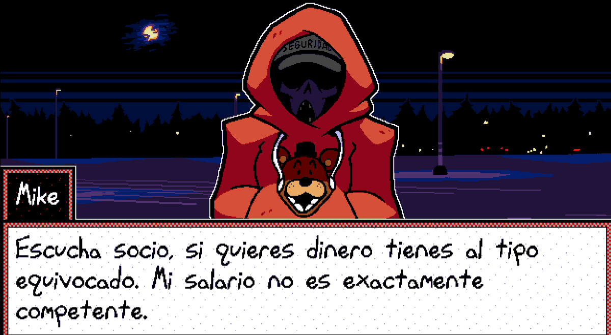 Frickbears3ESP's tweet photo. Faz-Fact:
¿Sabian que cada guardia habla de una forma distinta?

Lo adaptamos lo mejor posible a la hora de traducir el juego

Jeremy suele ser mas formal
Mike es mas directo y casual
Vannesa es una mezcla de ambos pero agresiva con Vanny
Fritz es... Fritz

#Frickbears3EnEspañol https://t.co/Q0rBy4GU8f