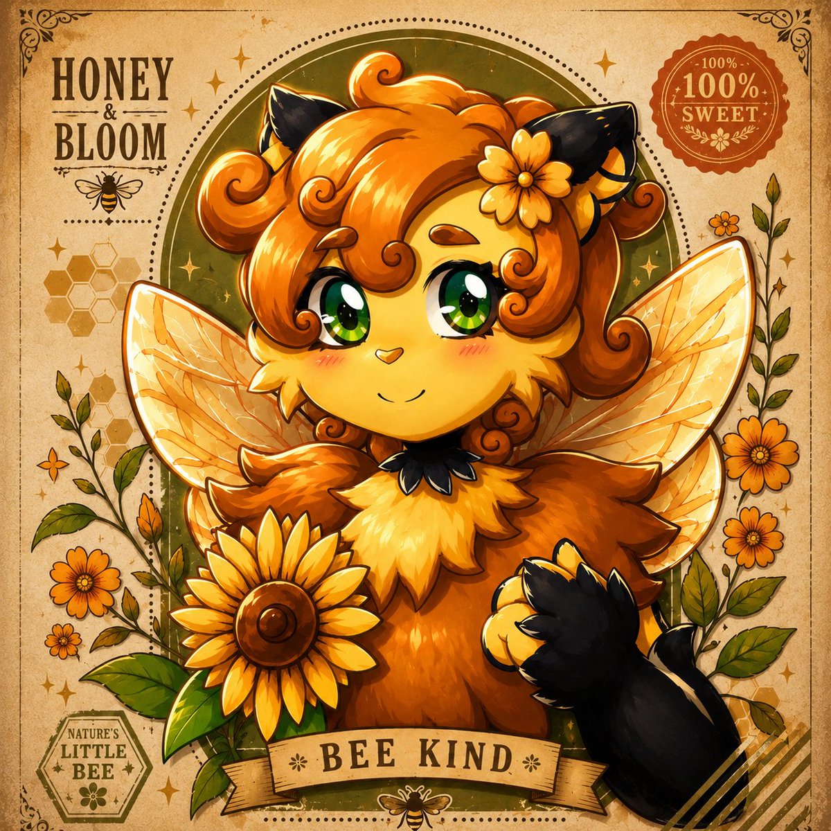 GX_Greenleaf's tweet photo. 🐝 Honey &amp; Bloom | 100% Sweet
🌻 Bee Kind • Nature’s Little Bee
#HoneyAndBloom #BeeKind #NaturesLittleBee #100PercentSweet #BeeOC #FurryArt #AnthroBee #CuteArt https://t.co/XFbgLzxmx0