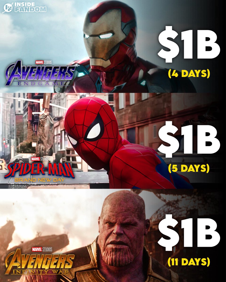 InsideFandom's tweet photo. The fastest $1 Billion grossers at the Box Office 💰 https://t.co/fT9LX29uMj