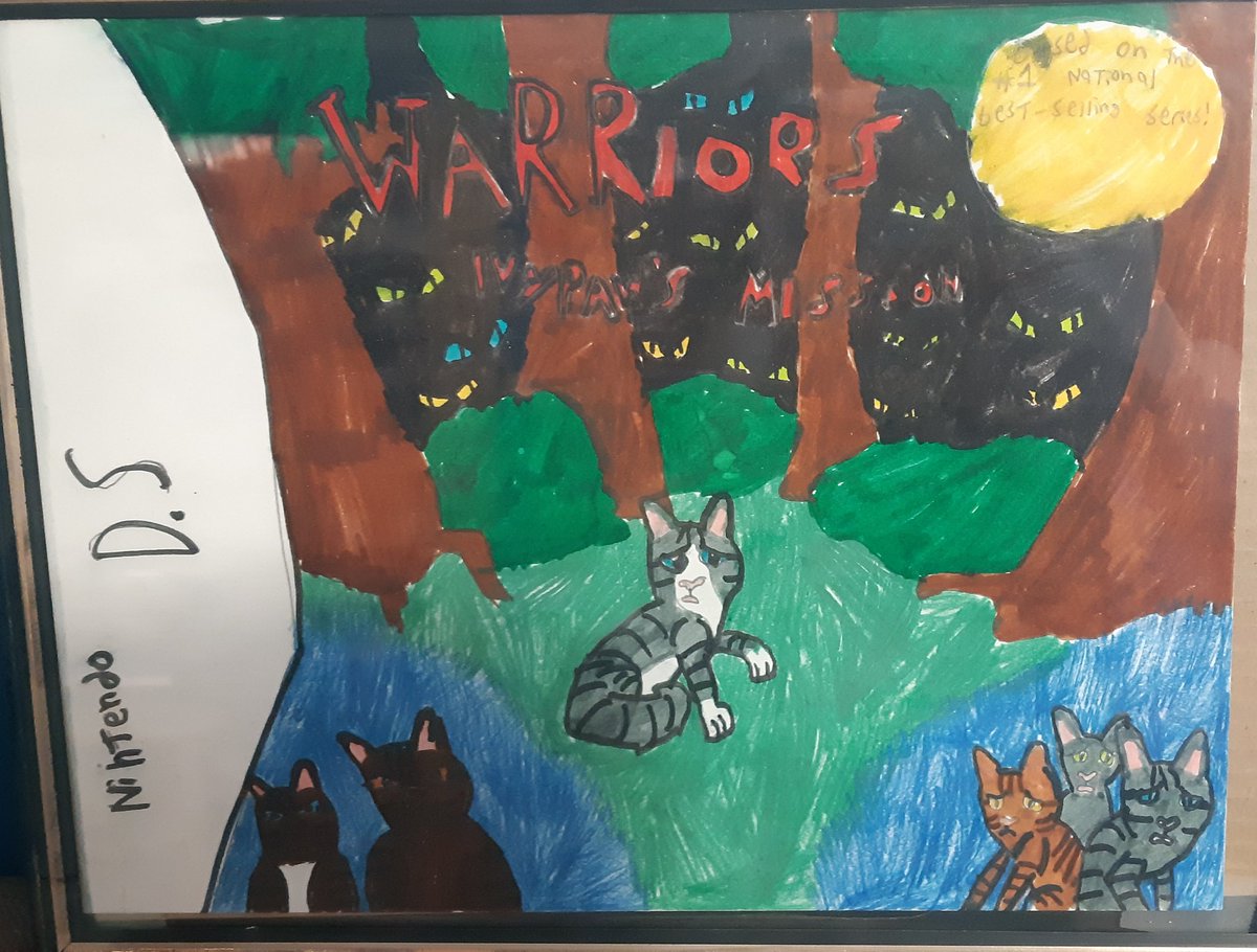 DawnMistCat's tweet photo. The Warriors game announcement is still so surreal, especially it being on console. This is the Warriors Nintendo DS game cover I made for a school project in grade 7 https://t.co/TnoklxVmjj