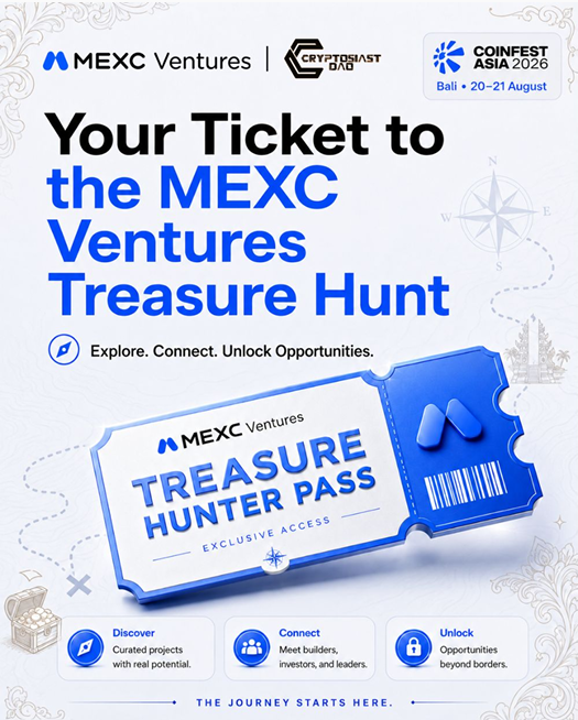 cryptosiastdao's tweet photo. 🎟️ THE MEXC VENTURES TREASURE HUNTER PASS IS HERE

MEXC Ventures x CryptosiastDAO are sending 2 people to Coinfest Asia 2026 in Bali, 20–21 August. Full tickets, on us.

Coinfest Asia is where Asia's Web3 builders, funds, and founders actually show up. Two days of curated projects, real conversations, and the kind of introductions that don't happen in a Telegram group. If you've been building quietly, this is the room you want to be in.

Explore. Connect. Unlock opportunities.

How to get your pass:

1. Follow @MEXC_ID, @mexc_asia and @CryptosiastDAO
2. Like + repost this post
3. Reply telling us why you want to attend Coinfest Asia 2026 (be honest, the good answers win)
4. Tag 3 friends who'd want in

Campaign period: 1–15 August 2026
Winners: 2 people, announced 15 August across MEXC Ventures and CryptosiastDAO channels

That's it. No wallet connect, no gas, no mint. Just show up and tell us why you deserve the seat.

The journey starts here 🧭

#CoinfestAsia2026 #MEXCVentures #CryptosiastDAO #Web3Indonesia
