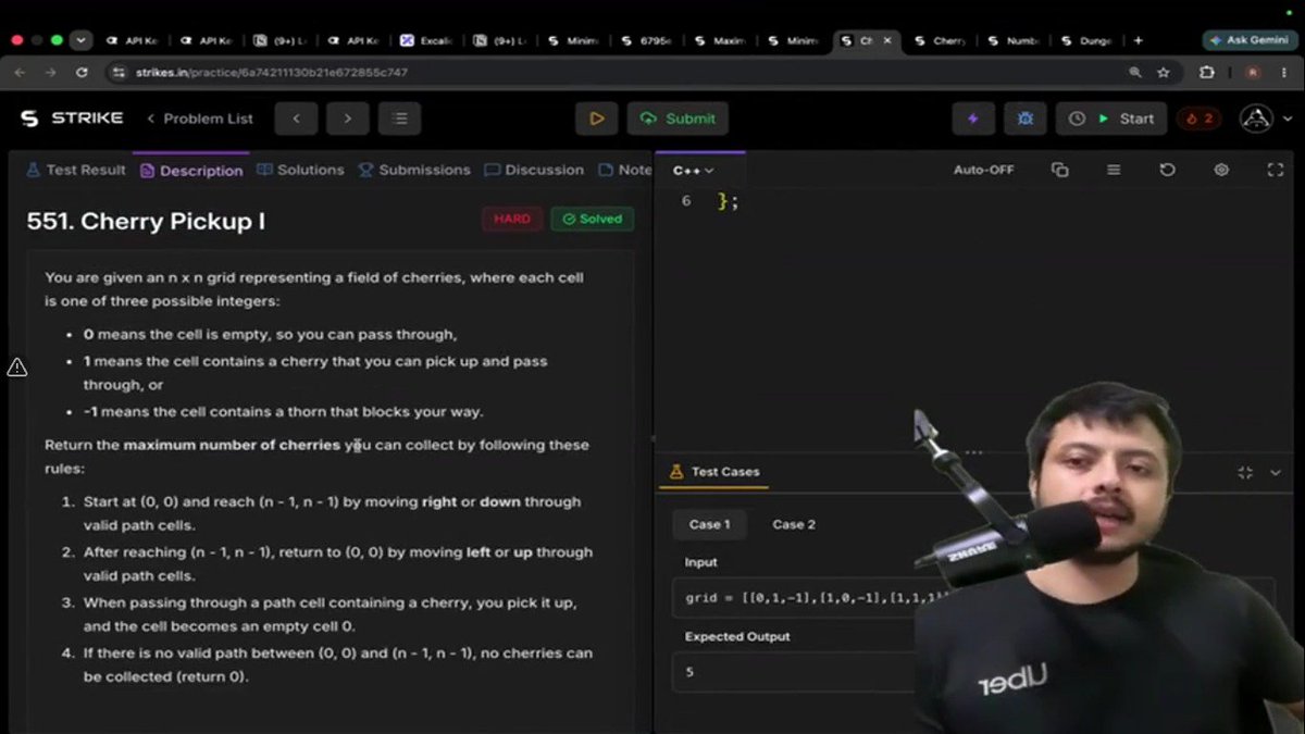 AzadKumar161440's tweet photo. Day 23/30 – Dynamic Programming
📚 Topics Covered Today
✅ Minimum Falling Path Sum
✅ Cherry Pickup I
✅ Cherry Pickup II
✅ Dungeon Game
✅ Number of Increasing Paths in a Grid
#DynamicProgramming #DSA #LeetCode #Dp30 #ProblemSolving #Java #SoftwareEngineer https://t.co/JBUU17L7UK