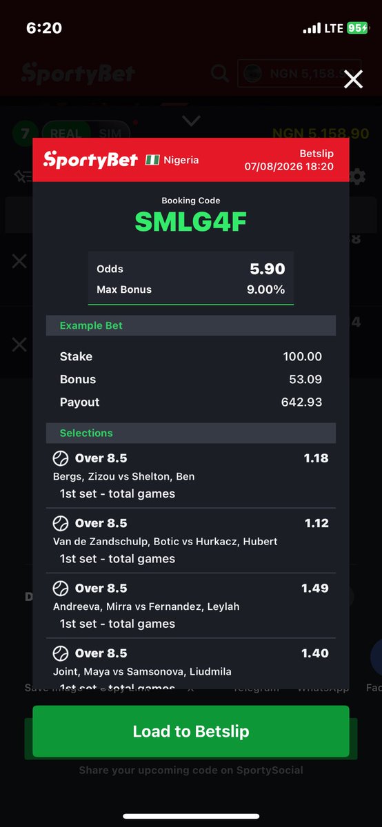 Mrnormal21193's tweet photo. 5 odds on tennis 🎾 sharp odds 
@FoluboiNg @Morayoorr @Mrbankstips @Firepunts @KakiJunior1 https://t.co/yb5lhrEAYy