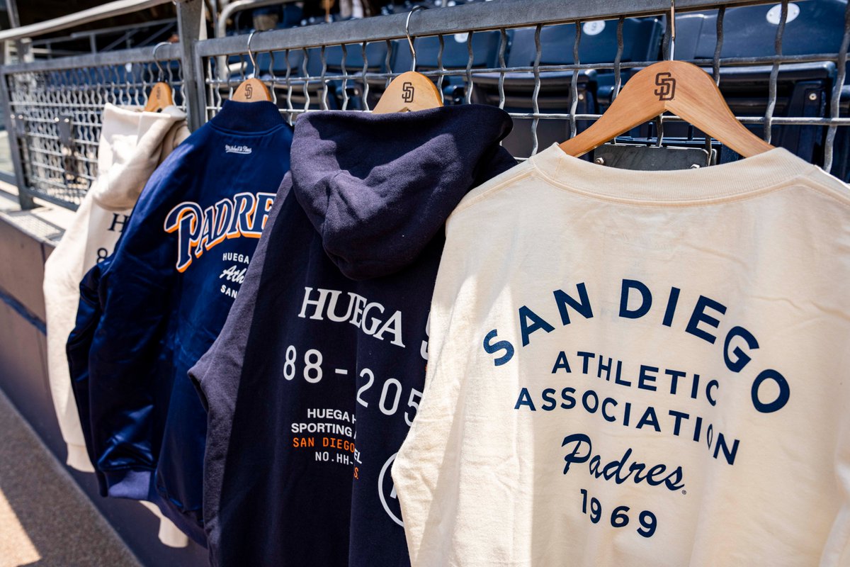 Padres's tweet photo. Level up your style 👀

The Huega House x Padres collection drops today at Party in the Park, while supplies last. https://t.co/xyzowDYXuo