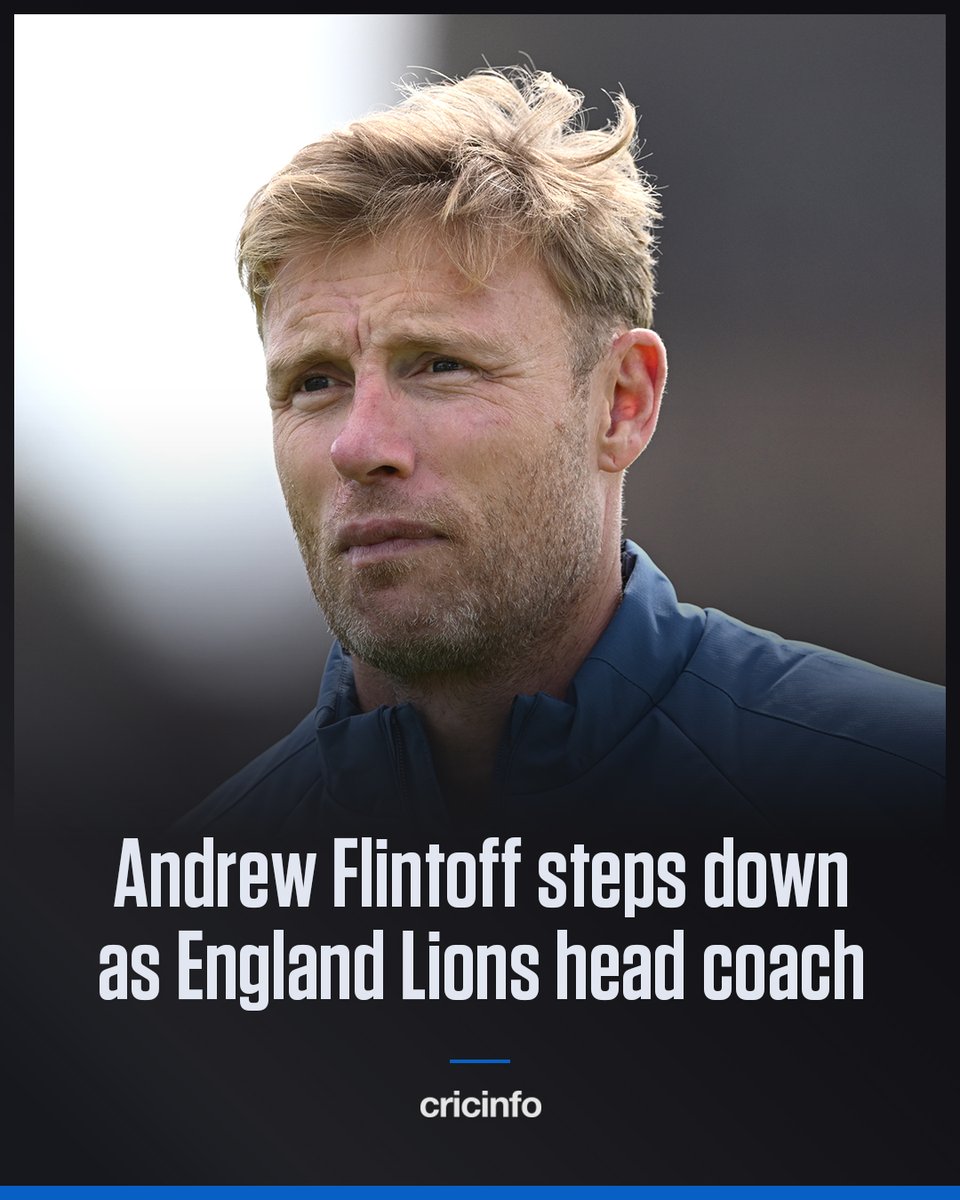 cricinfo's tweet photo. JUST IN: Andrew Flintoff has stepped down as head coach of the England Lions after almost two years in the role https://t.co/KAPLSvHQAz