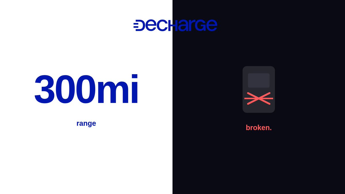 decharge__'s tweet photo. Everyone's optimizing EV range. Fewer people are optimizing charger reliability.

A 300-mile range means nothing if the charger you're counting on is broken, occupied, or doesn't exist.

Range solves the wrong problem for most daily drivers. https://t.co/BbBek89imH