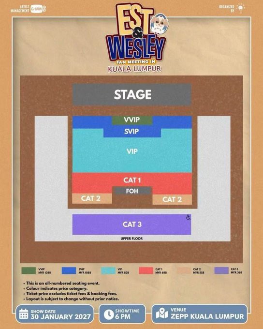 Ercnyi's tweet photo. WTS 
EST &amp; WESLEY FAN MEETING IN KUALA LUMPUR 🇲🇾

Tickets 🎫 ;
~ VVIP 
~ SVIP 
~ VIP 

instant transer
on-site assistance venue
Dm me if interested to buy 📩

#EstWesleyFMinKL #Est_rvp #Wesley https://t.co/GV18ECQ759
