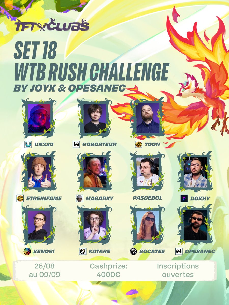 Un33dTFT's tweet photo. Au lancement du set 18 je participe au WTB rush challenge !

Inscrivez vous via ce lien pour carry le club NO TRYHARD 😍

https://t.co/UX5SqbUCEU https://t.co/X5JQjtz9OY