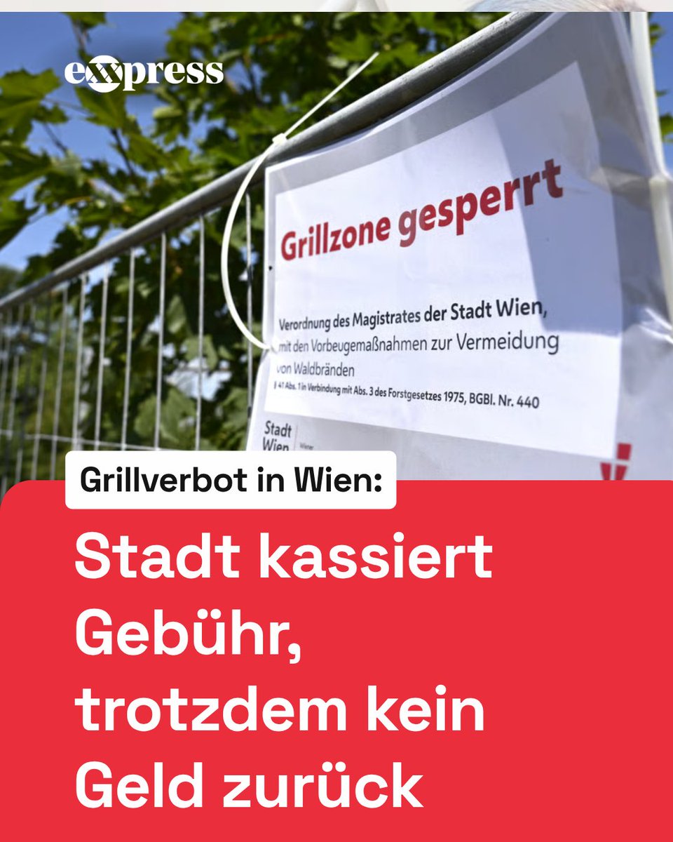 exxpressat's tweet photo. Grillverbot in Wien seit 8. Mai – aber die 45 Euro für die Donauinsel-Grillplätze kassiert die Stadt trotzdem. Kein Geld zurück. Mehr dazu im Artikel: https://t.co/YMVEgDvRvV
#Wien #Grillverbot #Donauinsel #Steuergeld #exxpress https://t.co/eJJCzrIqyL