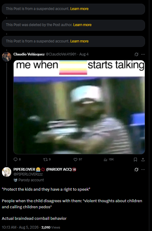 Chelocraft2006's tweet photo. @PIPERLOVERzzz this is all i can see dawg with this perspective it seems like you're crashing out over killing pedos https://t.co/G5lyzqQtsf