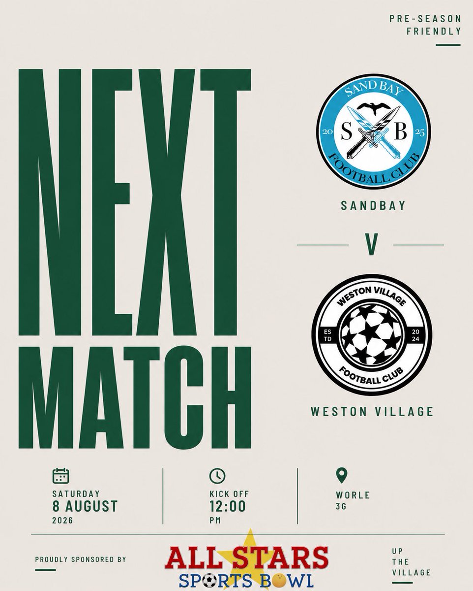 WVFC2024's tweet photo. Tomorrow see’s us go again with an early KO against last seasons Division 4 champions Sand Bay at Worle School. 

#UpTheVillage https://t.co/VDNBAqFEsA