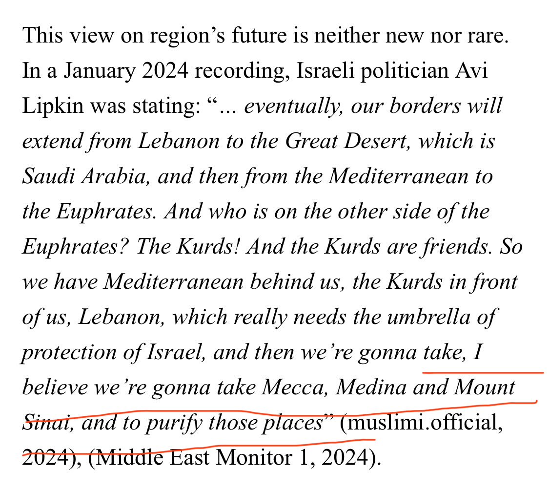 DrDemirdasEn's tweet photo. Gözlerden kaçan bir nokta.

Netanyahu’nun ısrarına rağmen Suud, İbrahim Anlaşmalarına katılmayı reddetti.

Bunun üzerine, İsrail, S. Arabistan’ı Libya, Irak ve Suriye gibi parçalamaya karar verdi. (Bkz. Yinon Planı)

Siyonistler’in Mekke ve Medine’yi istediğini de hatırlatalım! https://t.co/XNL6sy0uvv