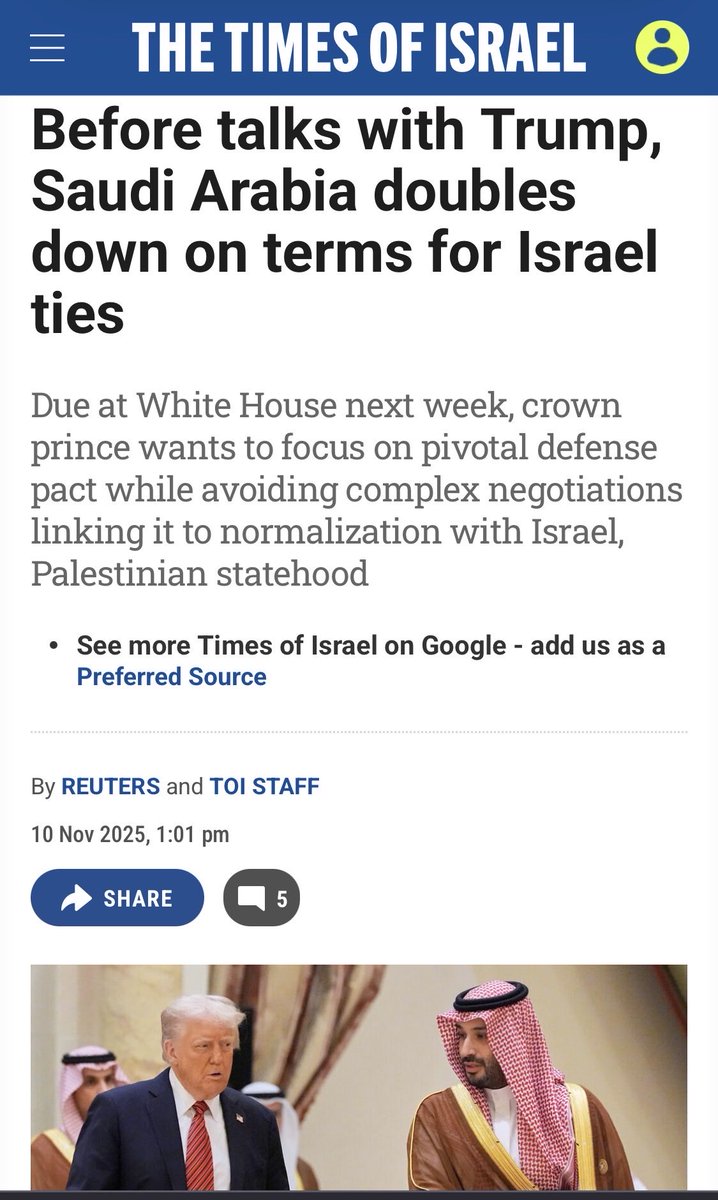 DrDemirdasEn's tweet photo. Gözlerden kaçan bir nokta.

Netanyahu’nun ısrarına rağmen Suud, İbrahim Anlaşmalarına katılmayı reddetti.

Bunun üzerine, İsrail, S. Arabistan’ı Libya, Irak ve Suriye gibi parçalamaya karar verdi. (Bkz. Yinon Planı)

Siyonistler’in Mekke ve Medine’yi istediğini de hatırlatalım! https://t.co/XNL6sy0uvv
