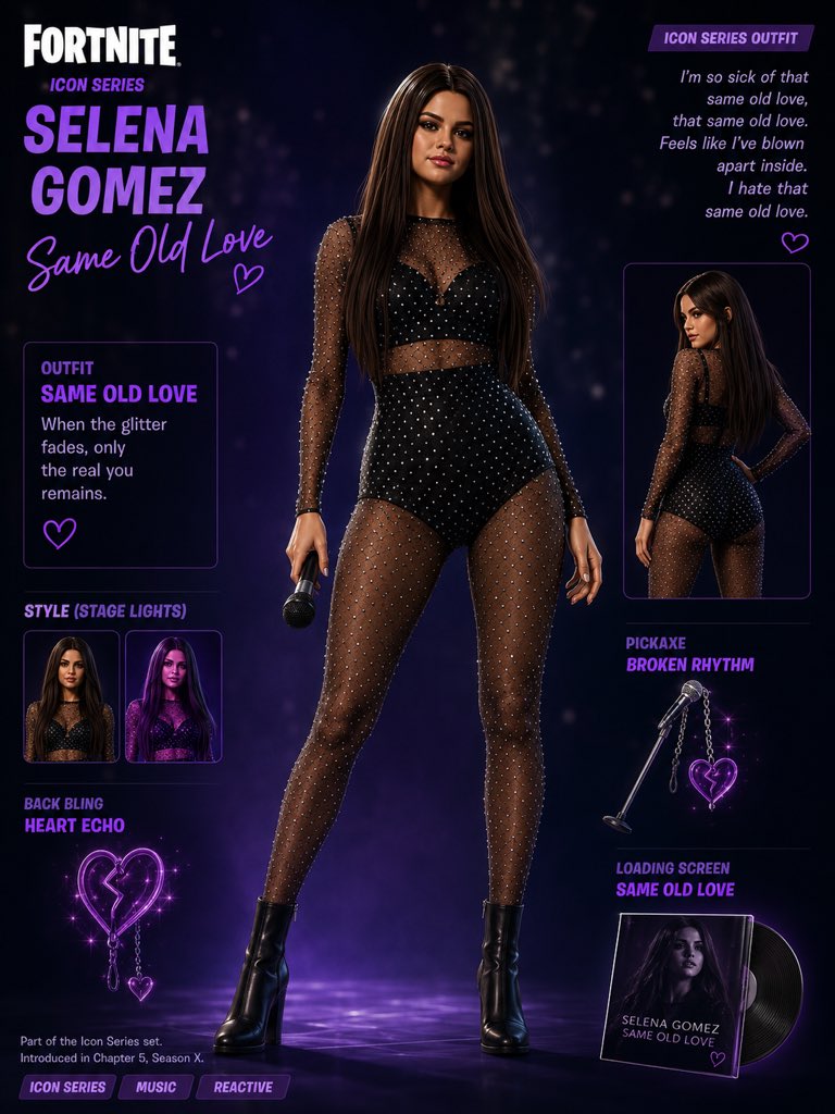 selenerrr321's tweet photo. SELENA GOMEZ UPCOMING SKINS + STYLES IN GAME 🔥🔥

#Fortnite | via: @HYPEX https://t.co/n9fEbX6FzK