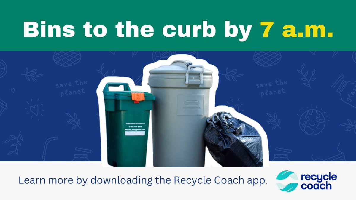 georginatown's tweet photo. Don’t snooze on your waste &amp; green bin collection day. Have items at the curb by 7 a.m. to ensure they are picked up. Green bin collection continues weekly. 
😴⏰
Learn more at https://t.co/sSUluOjWk7. https://t.co/ZFB302sMZD