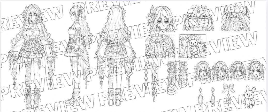 MIAQUEENVT's tweet photo. Working on this character reference sheet sketch

Finally, my cutie pie character's reference sheet is complete'😍 Featuring a ruffled dress, a tiny bunny plushie, and the cutest expressions ever 🎀

✨ Commission Open
Let's bring your VTuber idea to life  DM to get started https://t.co/X2uPUH9iU1