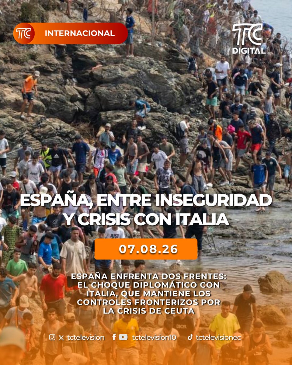 tctelevision's tweet photo. 🇪🇸 España enfrenta el choque diplomático con Italia, que mantiene los controles fronterizos por la crisis de Ceuta hasta el 15 de agosto, y un debate interno por el aumento de robos y ocupaciones en Barcelona.

Más noticias en https://t.co/vd5iYTBjuq https://t.co/91ENsFXlqk