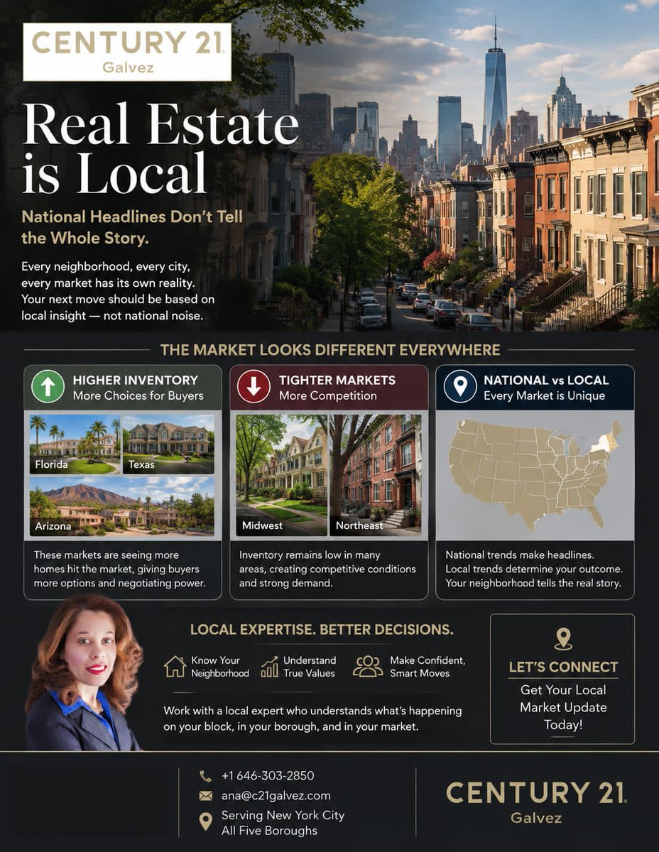agent25386's tweet photo. π‘ Real Estate Is Local: Why Local Market Expertise Matters More Than National Headlines | Century 21 Galvez | NYC Real Estate
.
.
#Century21Galvez #NYCRealEstate #LocalMarketExpert #HomeBuyingTips #RealEstateSuccess https://t.co/L3ddvYKfBA