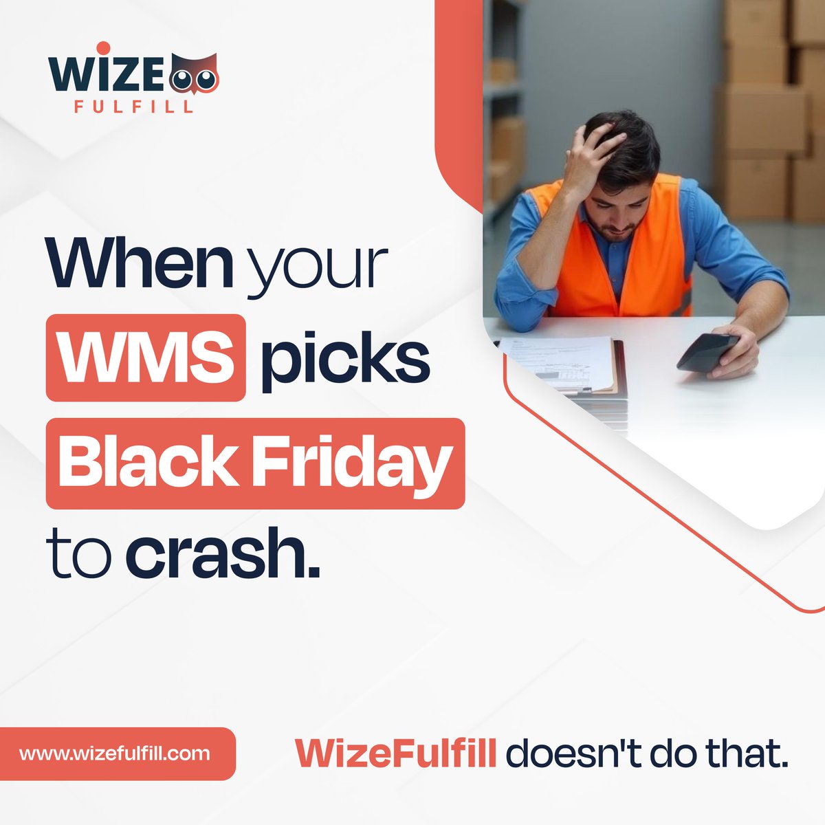 Wize_Fulfill's tweet photo. POV: your WMS freezes on Black Friday.

"We built ours not to."

#WarehouseProblems #3PLlife #WMS #WarehouseHumor #LogisticsLife https://t.co/dsThhT2eN5