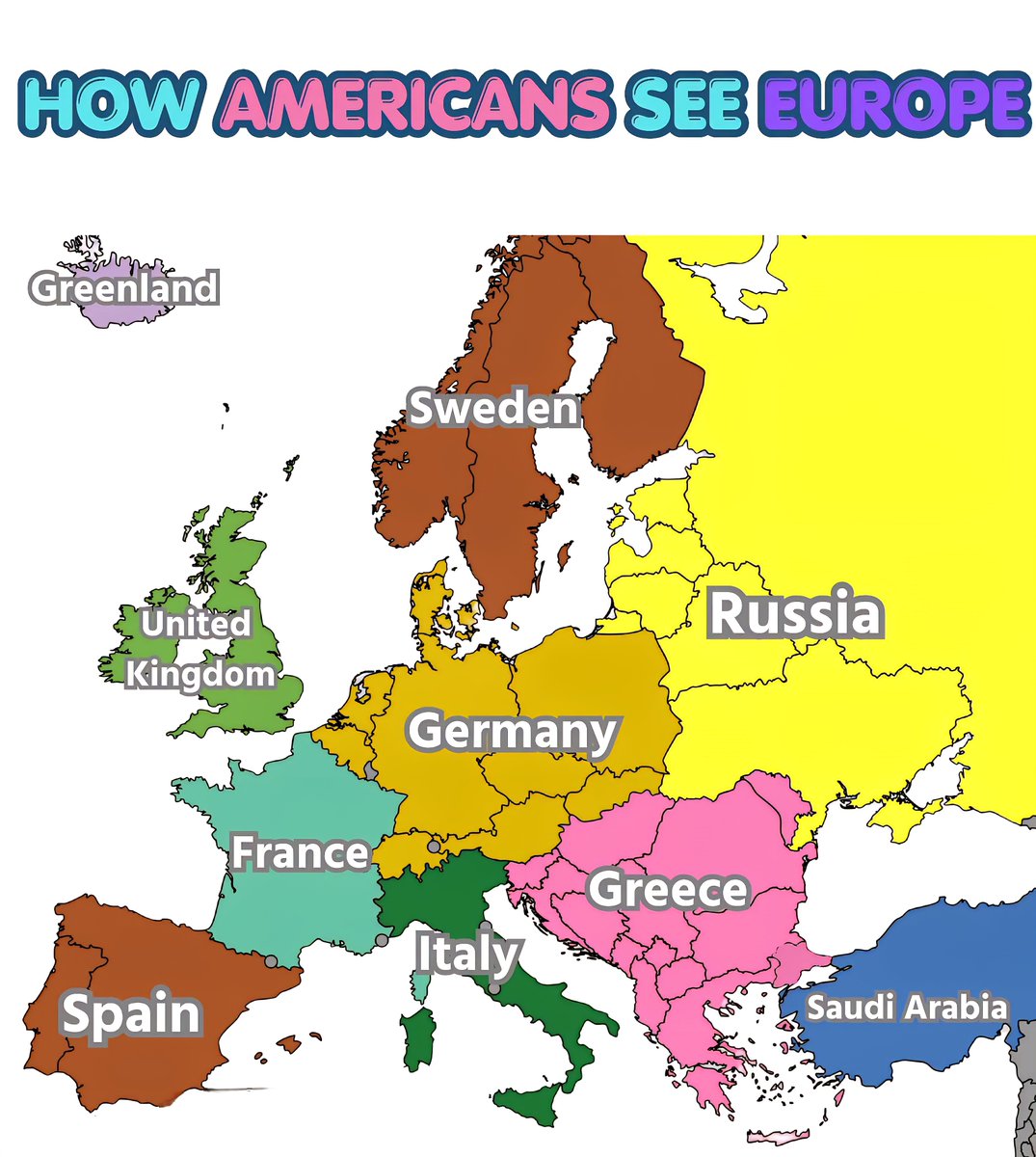 Globalstats11's tweet photo. Fun Map: How Americans See Europe https://t.co/5OWGj92NiG