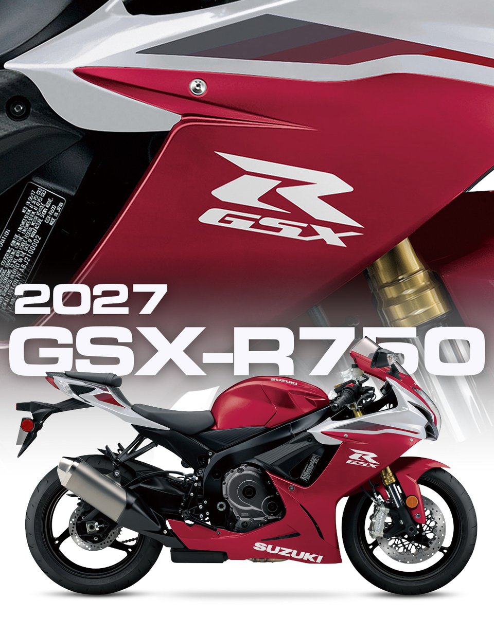 suzukicycles's tweet photo. Meet the 2027 Suzuki GSX-R600 and GSX-R750—race-developed performance for street or track. Choose lightweight 600cc agility or 750cc power in a compact supersport chassis.

Learn more: https://t.co/doTxvidT1B

#SuzukiCycles #GSXR https://t.co/6ZBPF0pe04