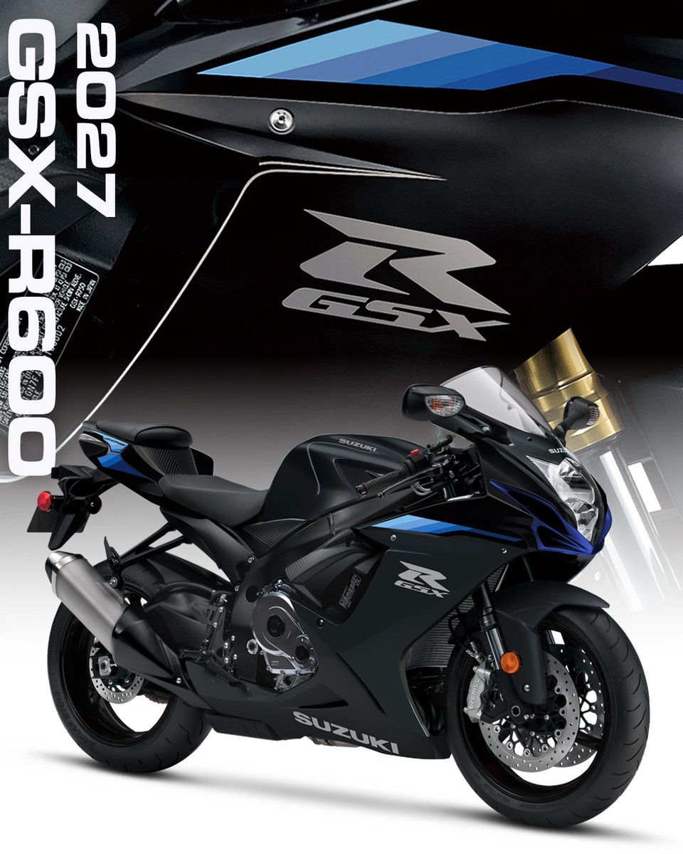 suzukicycles's tweet photo. Meet the 2027 Suzuki GSX-R600 and GSX-R750—race-developed performance for street or track. Choose lightweight 600cc agility or 750cc power in a compact supersport chassis.

Learn more: https://t.co/doTxvidT1B

#SuzukiCycles #GSXR https://t.co/6ZBPF0pe04
