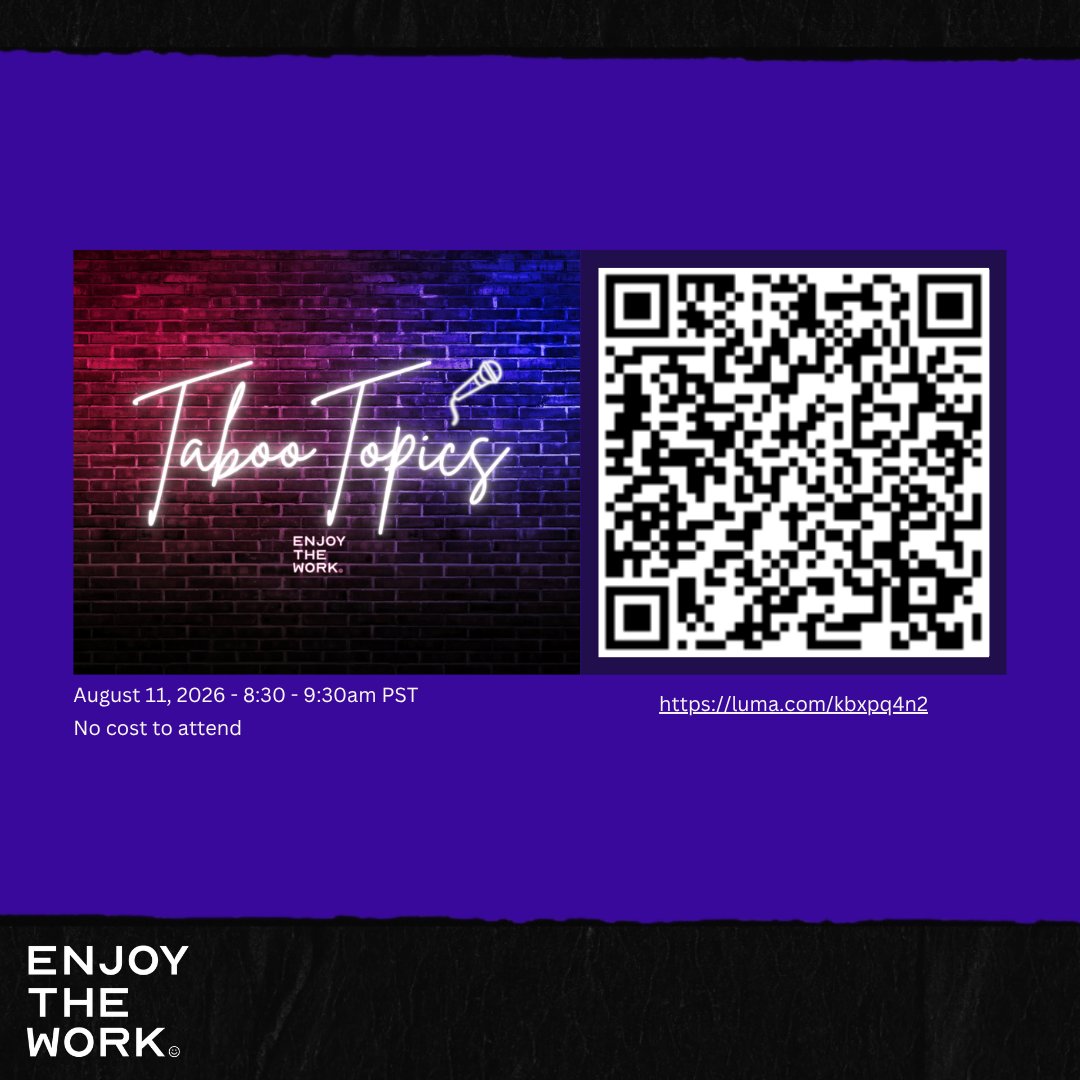 EnjoyTheWork's tweet photo. Some founder questions are too uncomfortable to ask your board/investors/team, or even your cofounder.  
So we created Taboo Topics.  An anonymous monthly AMA for the startup questions you cannot ask anywhere else.  August 11, 8:30am PST No cost to attend. https://t.co/FHMsbjgsB0 https://t.co/FzYdZbEsGx