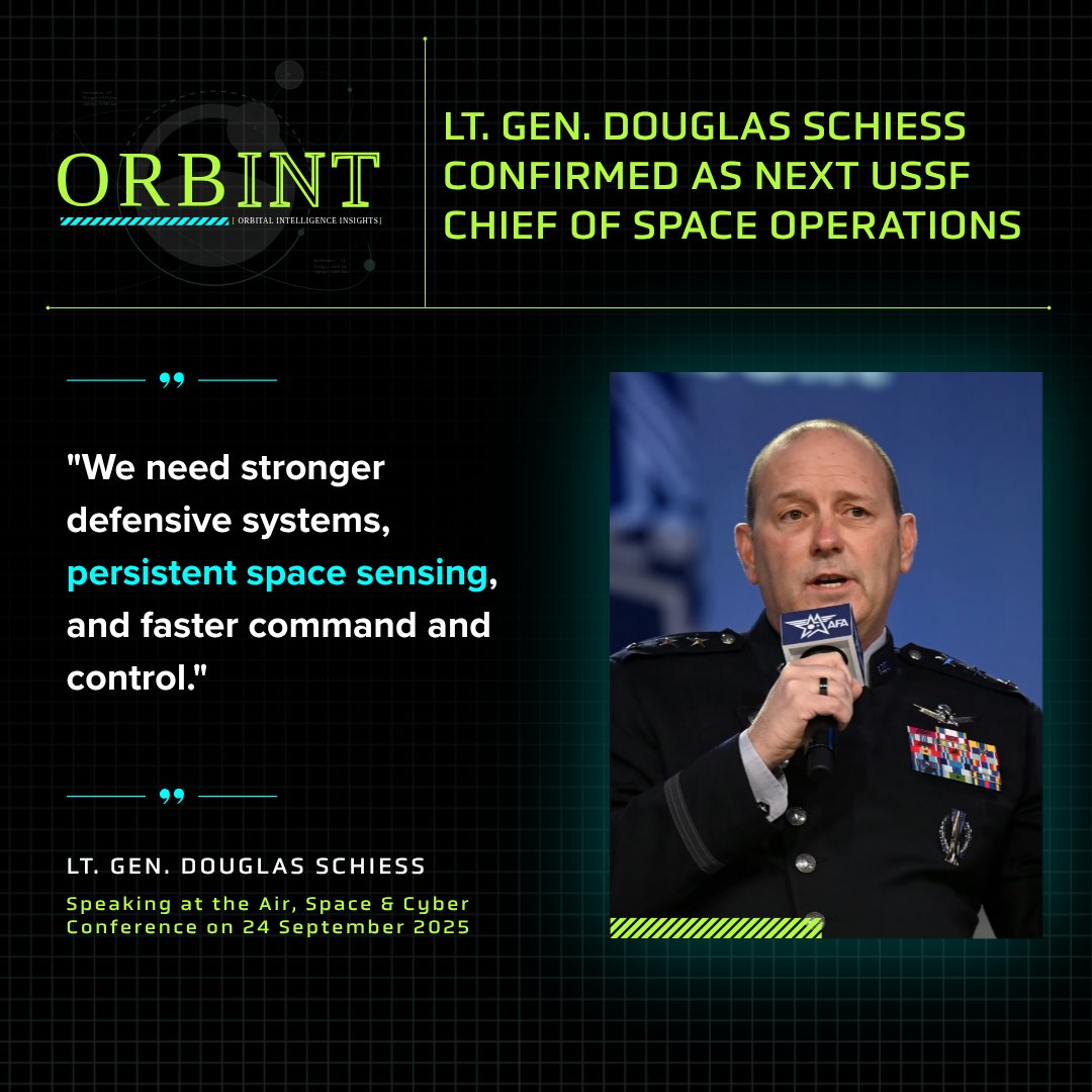 LeoLabs_Space's tweet photo. Congratulations to Lt. Gen. Schiess on his confirmation as the next @USSpaceForce Chief of Space Operations. We wish him success as he leads the USSF in its mission to secure the space domain. We also extend our thanks to Gen. Saltzman for his outstanding leadership and service. https://t.co/MiXCcwOKrd
