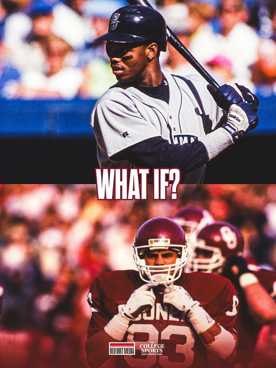 Sooners4l1fe's tweet photo. What if… one of baseball’s greatest ever chose football first? 🤯
Ken Griffey Jr. said it himself in a recent interview with Liam Holland Baseball — football runs in the family.
And if he had played?
He’s rocking the Crimson & Cream at Oklahoma…
#OUDNA #BoomerSooner #KGJ24 https://t.co/Nk78AwTsDC