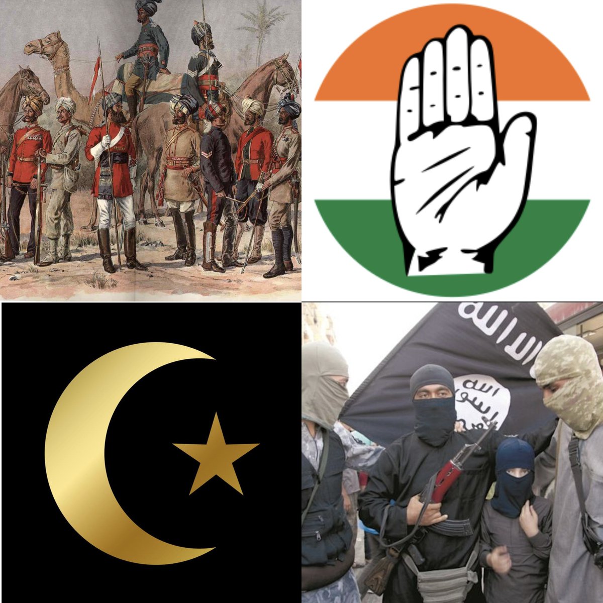 VarahaWarrior's tweet photo. Who destroyed India?

• Britishers 
• Congress 
• Islam
• Terrorists https://t.co/obU4MVMFnO