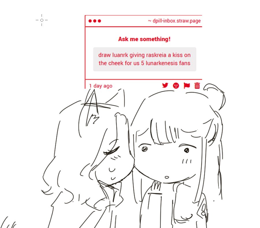 D_pill05's tweet photo. "draw luanrk giving raskreia a kiss on the cheek for us 5 lunarkenesis fans" 
-> i know which mutual sent this, hi Deu~~~~ its one of your favourites https://t.co/CNp5UDzDJu https://t.co/c7KeAUAMgV