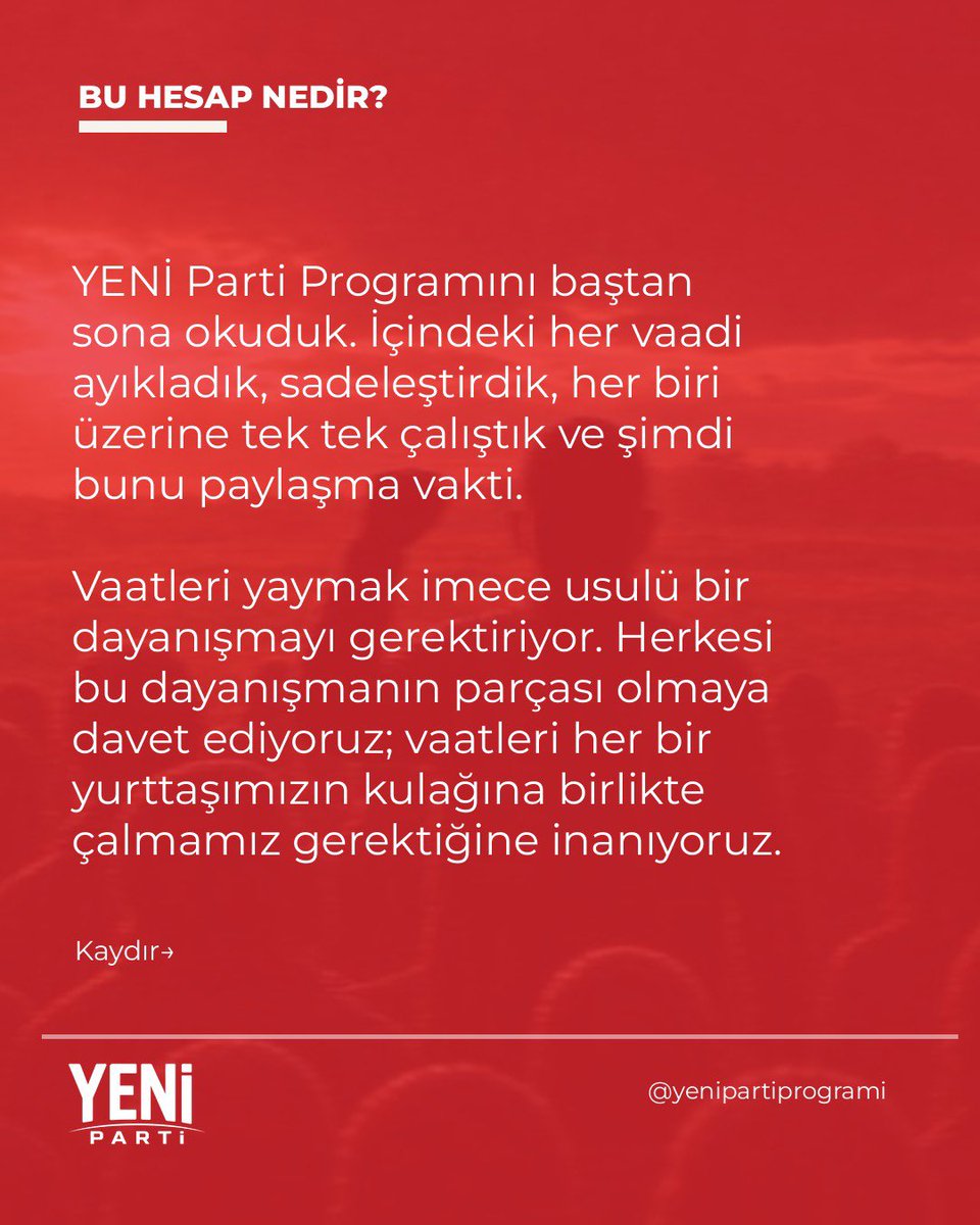 yeniprogrami's tweet photo. Vaatleri paylaşıp dağıtmak imece usulü bir dayanışmaya ihtiyaç duyuyor. Herkesi bu dayanışmaya davet ediyoruz. 
Artık Instagram'dayız. Programdaki her vaadi daha kapsamlı biçimde orada da tek tek anlatacağız. Paylaşalım, yayalım!
https://t.co/ykfPOqftNw https://t.co/WQ2lQDXCQz