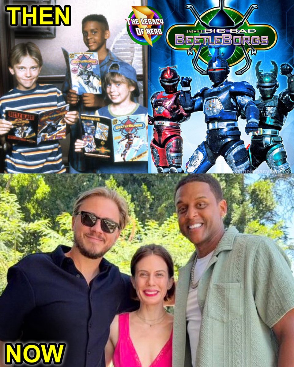 thelegacyofnerd's tweet photo. 🚨BREAKING: The Original Big Bad Beetleborgs cast members Reunite!

The original Beetleborgs Team cast members reunited to make a new video promoting their appearance at @officialpowermorphicon later this month! 

• Wesley Barker - Drew McCormick the Blue Stinger Beetleborg
• Herbie Baez - Roland Williams the Green Hunter Beetleborg
• Shannon Chandler - Jo McCormick the Red Striker Beetleborg

Will all appear on Saturday August 29 at Power Morphicon