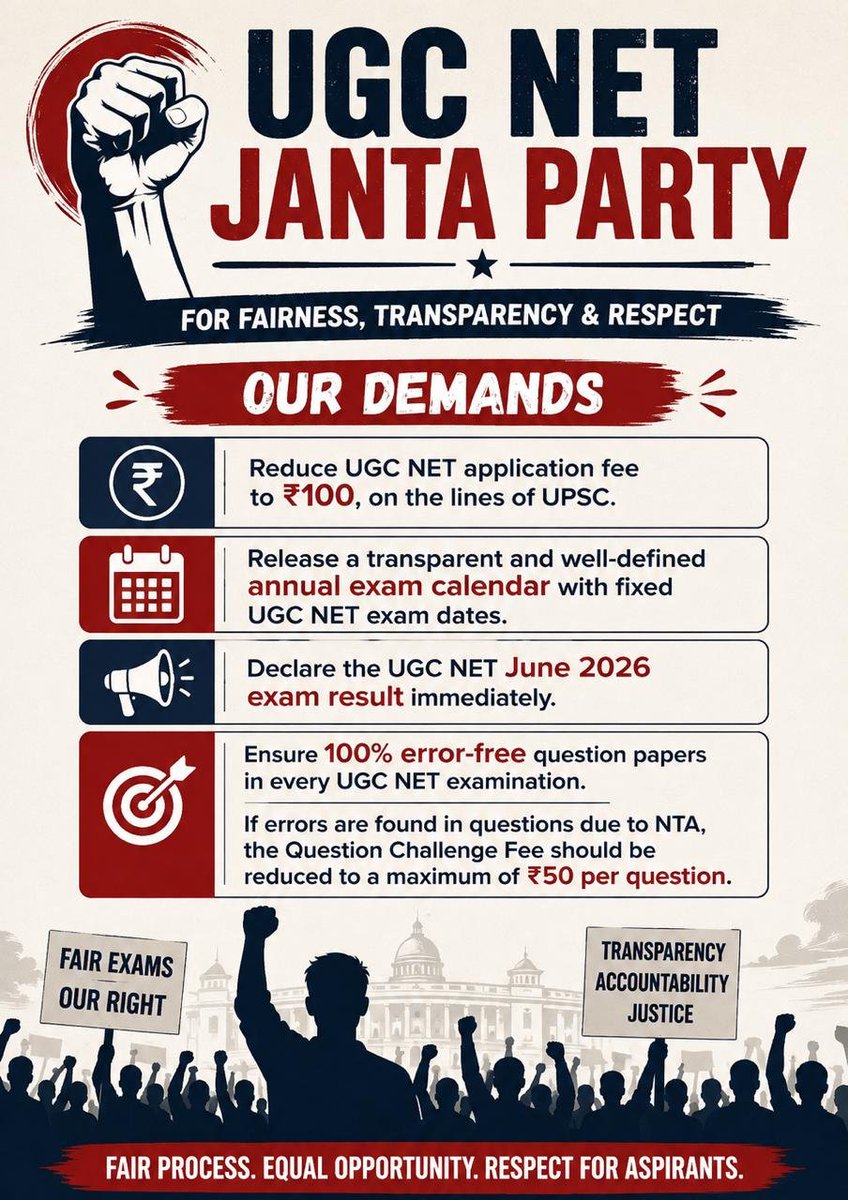 UGCNETJP's tweet photo. We have only one demand: respect the hard work we put in.❤️

We study day and night, sacrificing our sleep, and all we ask is that our efforts be valued.

 We don't want the additional stress of delayed answer keys and results. We deserve everything on time.
#UGCNETJantaparty https://t.co/ug2M9wtIEY