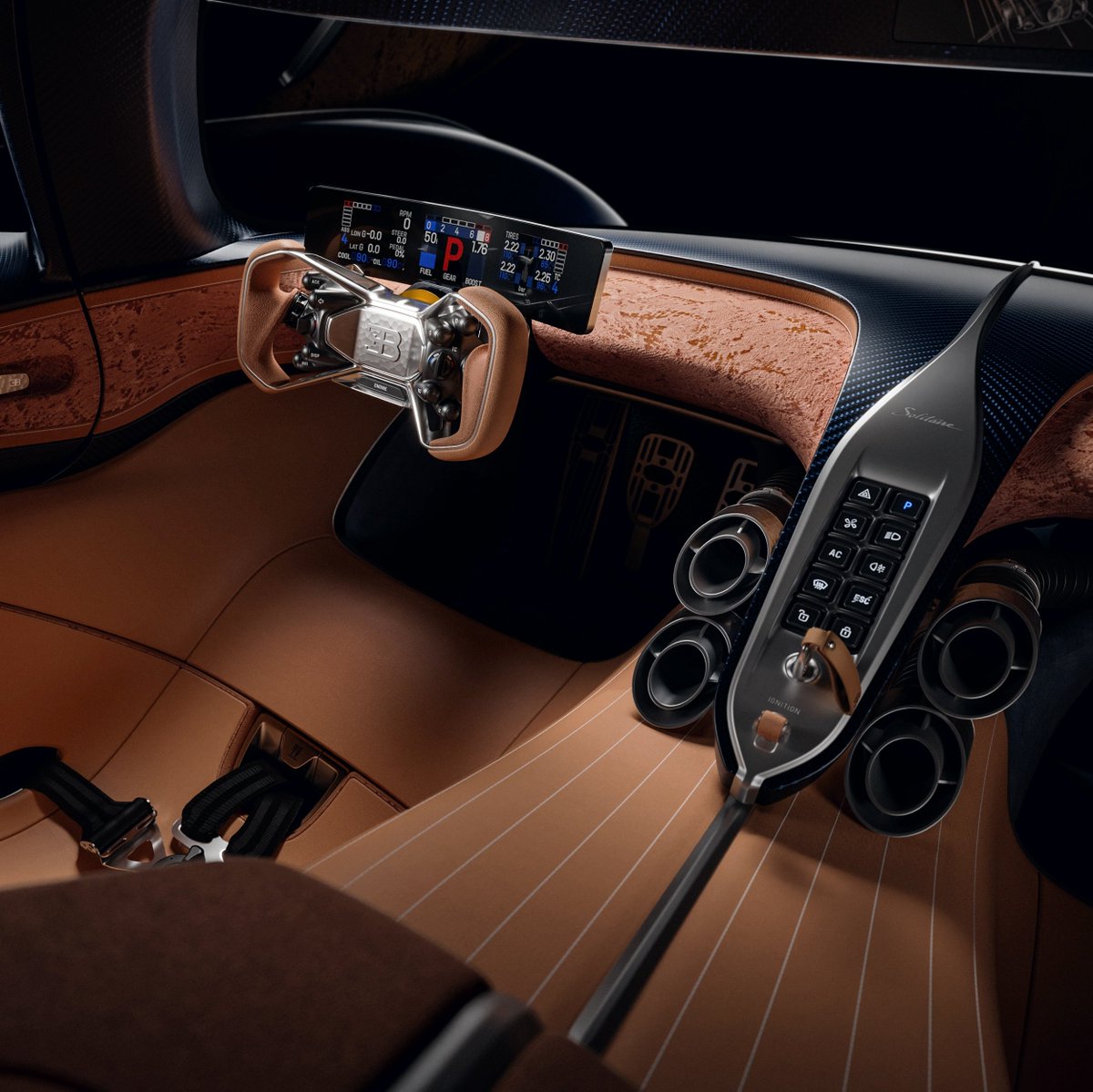 MotorShowme's tweet photo. Bugatti unveiled the one-off Destrier at Monterey Car Week, the third creation from Programme Solitaire. Based on the Bolide, it retains the 8.0L quad-turbo W16 producing 1,578 hp, paired with bespoke exterior and interior design.
#Bugatti #Destrier #MotorShow #MotorShowme https://t.co/kAXZ4EtTWE