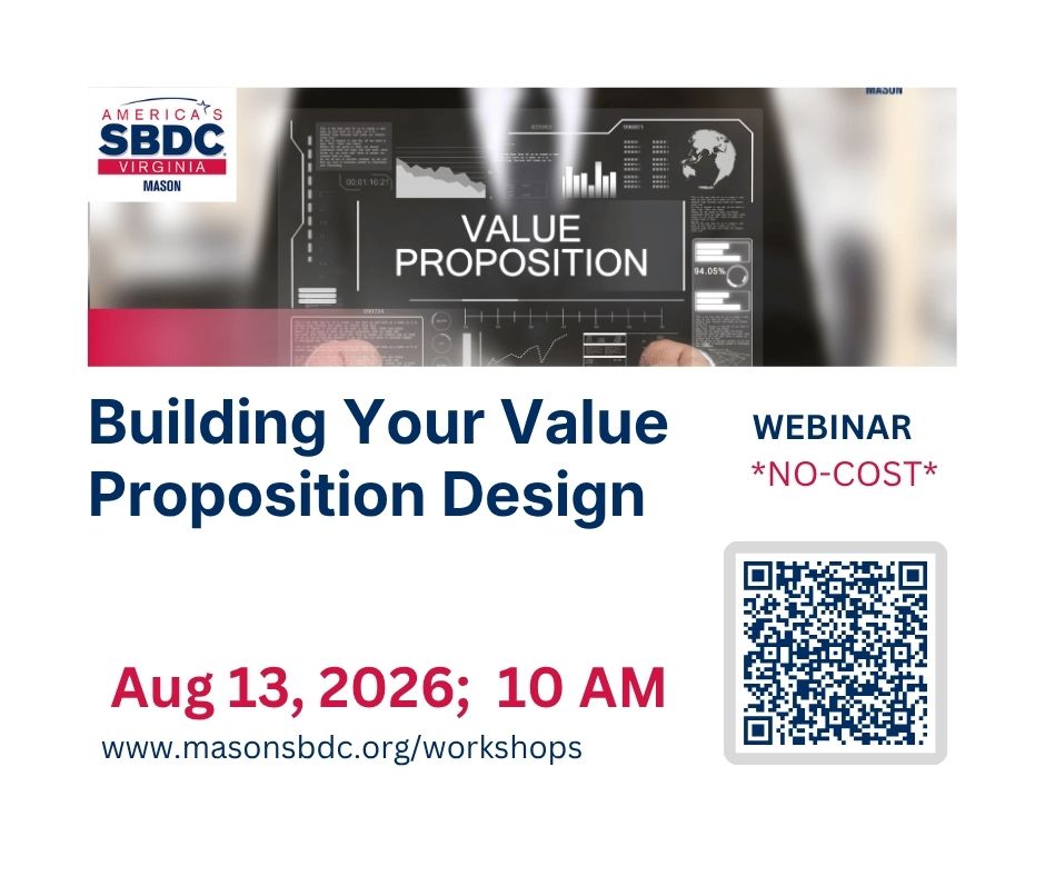 masonsbdc's tweet photo. Our next webinar covers the step-by-step process of building your Value Proposition Design (VPD).

- Ideal for #startups, #earlystagecompanies, growth, or even mature #businesses!

Join us on Aug 13, 2026 at 10 AM!

Your spot awaits - https://t.co/MrXqKX8ztl https://t.co/Tm2ke1Gedi