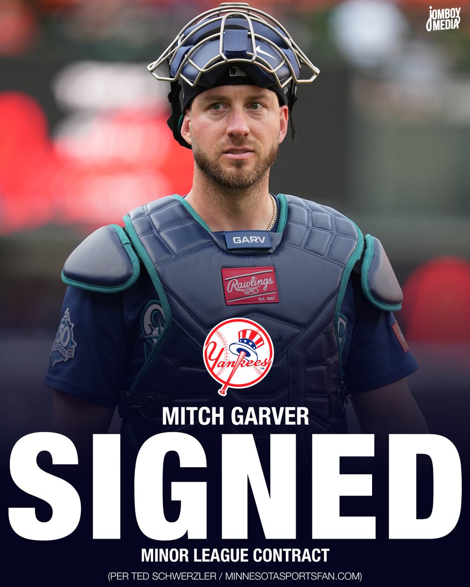TalkinYanks's tweet photo. Yankees sign righty-hitting catcher Mitch Garver to a Minor League deal, per @tlschwerz 

The 35-year-old Garver was released by the Mariners this week after hitting .175 with a .596 OPS in 50 games this season https://t.co/YJ9ure9Zql