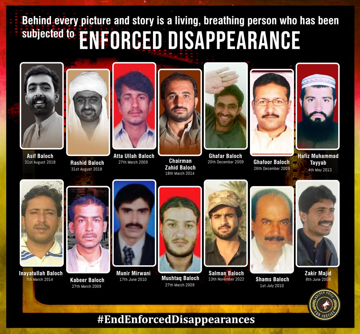 BalochLatif's tweet photo. 14 اگست کو سوشل میڈیا مہم میں شامل ہوں اور جبری گمشدگیوں کے خلاف اپنی آواز بلند کریں۔ آج ہماری ایک آواز اُن خاندانوں کے لیے امید کی کرن بن سکتی ہے جو برسوں سے اپنے پیاروں کی واپسی کے منتظر ہیں،
#EndEnforcedDisappearances https://t.co/eIhud0rTmp